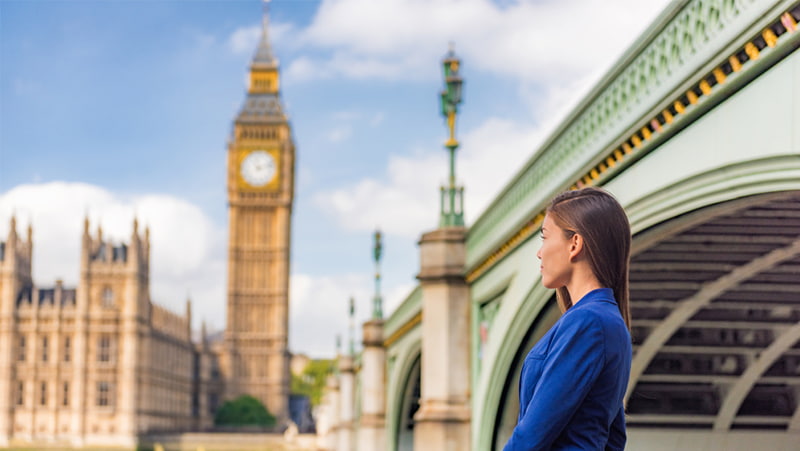 Image- a model in front of Big Ben - 800px x 451px