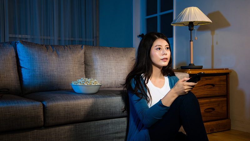 A female model watching movie